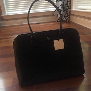 Kate Spade Black Leather Tote with Floral Inside